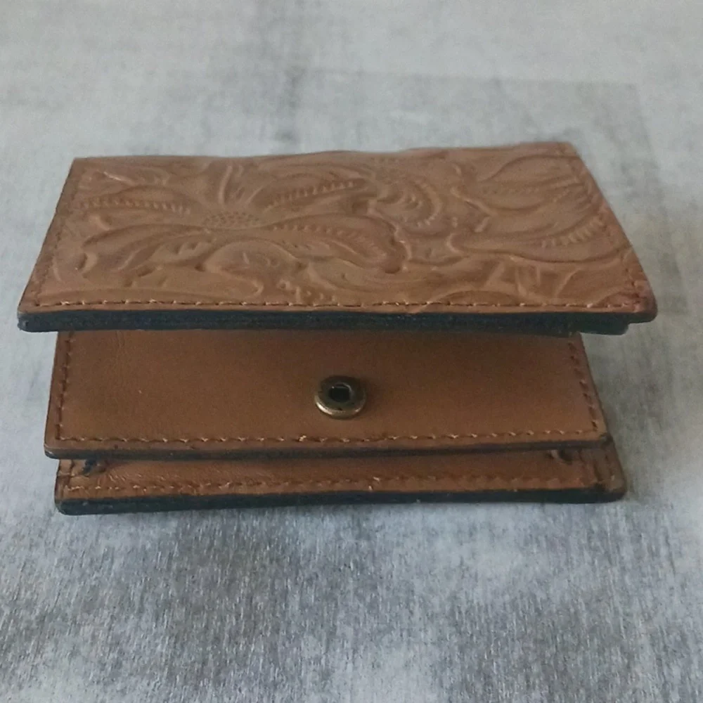 Patricia NASH Brown Leather Small Wallet Tooled Clara Biscuit